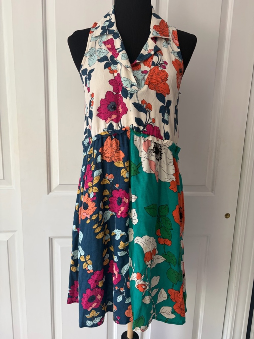 Anthropologie Multicolor Floral Patchwork Midi Dress 4